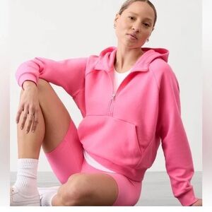 Athleta Bright Pink Easy Fleece 1/2 Half-Zip Hoodie 
Sz Medium 
Active/ Casual